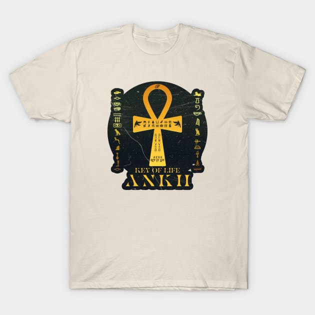 Golden ANKH The Key of Life T-Shirt by Da Vinci Feather